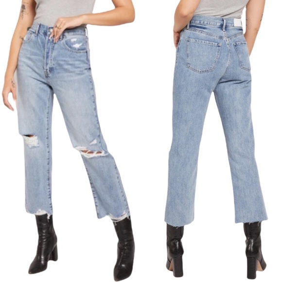Anthropologie Denim - Anthropologie Pistola Cassie High Waist Ripped Crop Straight Leg Denim Jeans 26
